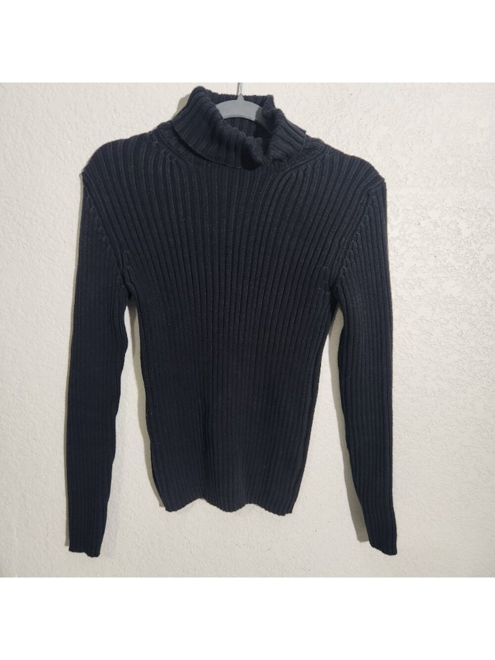 Gap Womens Ribbed Turtleneck Sweater Size M Black Long Sleeve Slim Fit